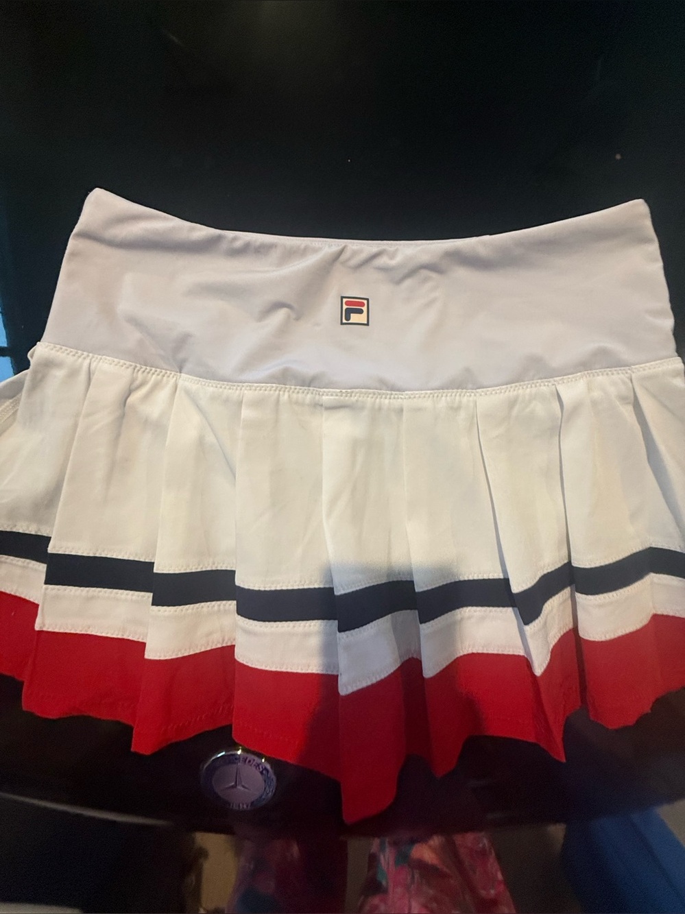 FILA Women’s Pleated Tennis Skort White Red Navy Size Medium